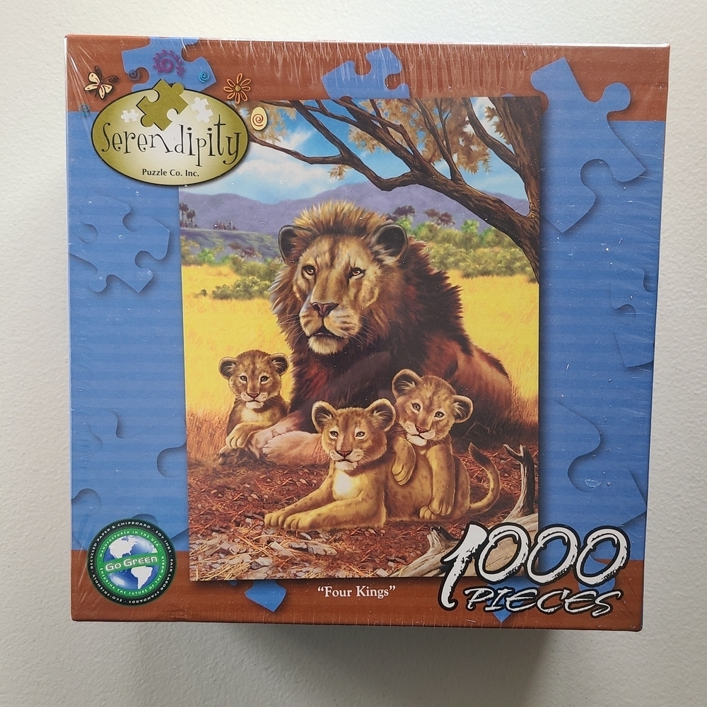 Puzzle FOUR KINGS 1000 Pieces Lions Cubs - New Sealed
